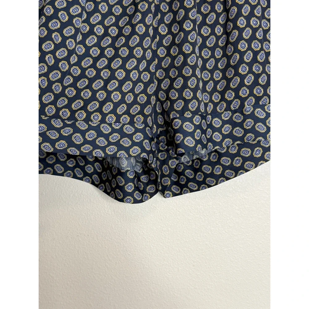 Something Navy 2 Piece Set Medallion Print Blouse and Shorts Navy Blue M